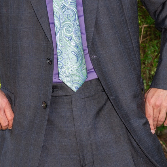 Samuelsohn 2 Button Suit - 2 PC (grey/blue pane) - Picture 3 of 6